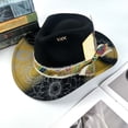 thumbnail image 2 of Valora Stylish Western Cowboy Hat For Men And Women Wide Brim Fedora With Beaded Band Classic Outdoor Country Fashion Accessory Black, 2 of 4