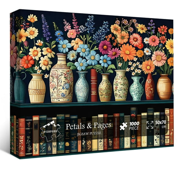 Libro de flores vintage Puzzle PICKFORU de flores silvestres, 1000 piezas