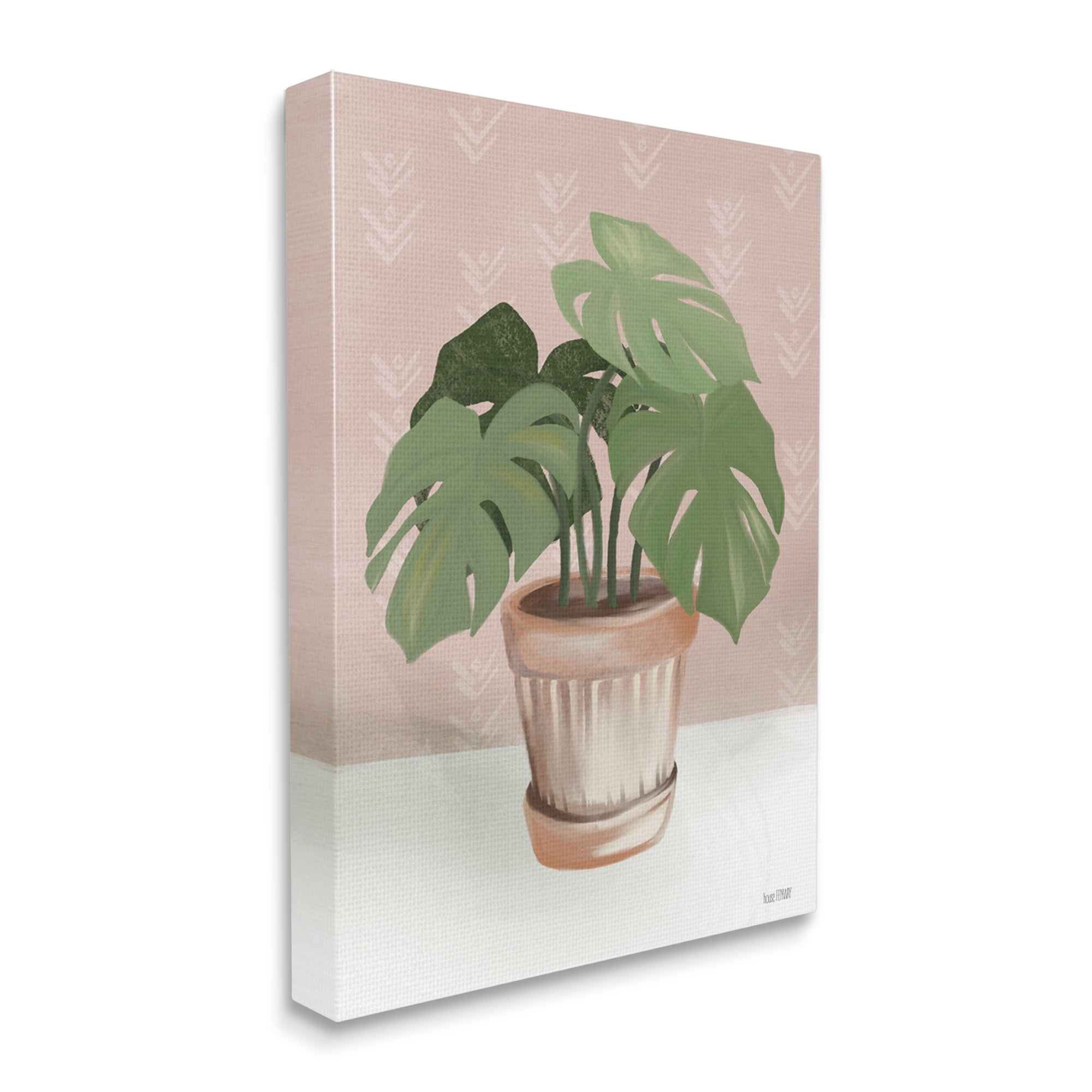 Potted Monstera Plant Pink Room Still Life 36 in x 48 in Painting Canvas Art Print, by Stupell Home Décor