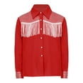 thumbnail image 3 of TiaoBug Kids Western Cowboy Shirts Fringe Tassels Sequin Cowgirl Tops Long Sleeve Blouse Button Down Coat Red 8, 3 of 5