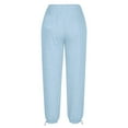 thumbnail image 4 of Womens Fleece Lined Sweatpants Baggy High Waisted Joggers Cinch Bottom Lounge Pants with Pocket Active Wear Light Blue, 4 of 5