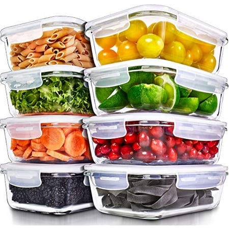 Prep Naturals Glass Meal Prep Containers - Food Prep Containers with Lids Meal Prep - Food Storage Containers Airtight - Lunch Containers Portion Cont