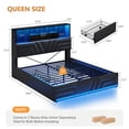 thumbnail image 2 of Queen Gaming Bed Frames with 4 Drawers and Storage Headboard, Faux Leather Upholstered Platform Beds with RGB LED Lights & Charging Station, Esports-Style Queen Size Bed Frame, Black, 2 of 9