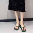 thumbnail image 6 of hlysgo Women's Sparkly Rhinestone Platform Flip Flops Thong Sandals Flower Slip on Wedge Sandals Army Green 7.5, 6 of 6
