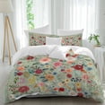 thumbnail image 2 of Sage Green Floral Bedding 3 Piece Duvet Cover Set Queen Size, Spring Flowers Leaves Farmhouse Soft Microfiber Comforter Cover with Zipper Closure & Pillowcases, Wrinkle & FadeResistant Quilt Cover, 2 of 9