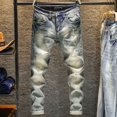 thumbnail image 3 of Pantalones vaqueros ajustados para hombre, pantalones pitillo vintage para hombre, pantalones vaqueros ajustados con bolsillos, tallas grandes Y2k, tallas grandes, otoño coreano 2024, 3 of 4