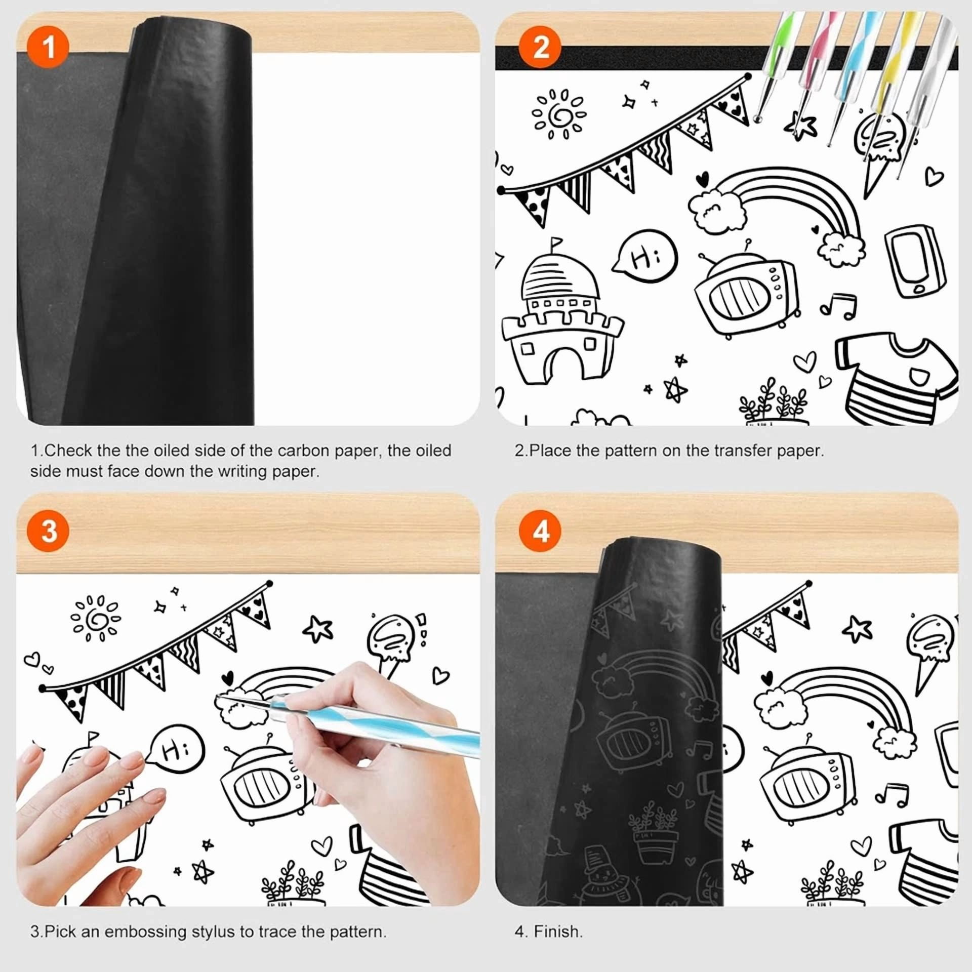 CRESTIN- 50 Sheets Carbon Transfer Paper - Black Graphite, 8.3 X 11.8 Inch, Includes 5 Ba