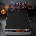 thumbnail image 4 of Homewish Halloween Sugar Skull Zipper Twin Comforter Sets with Fitted Sheet and 2 Pillowcases, Gothic Peony Bloom Zipper Bedding Set, Multicolor Dark Blue, Black Reversible, 4 of 7