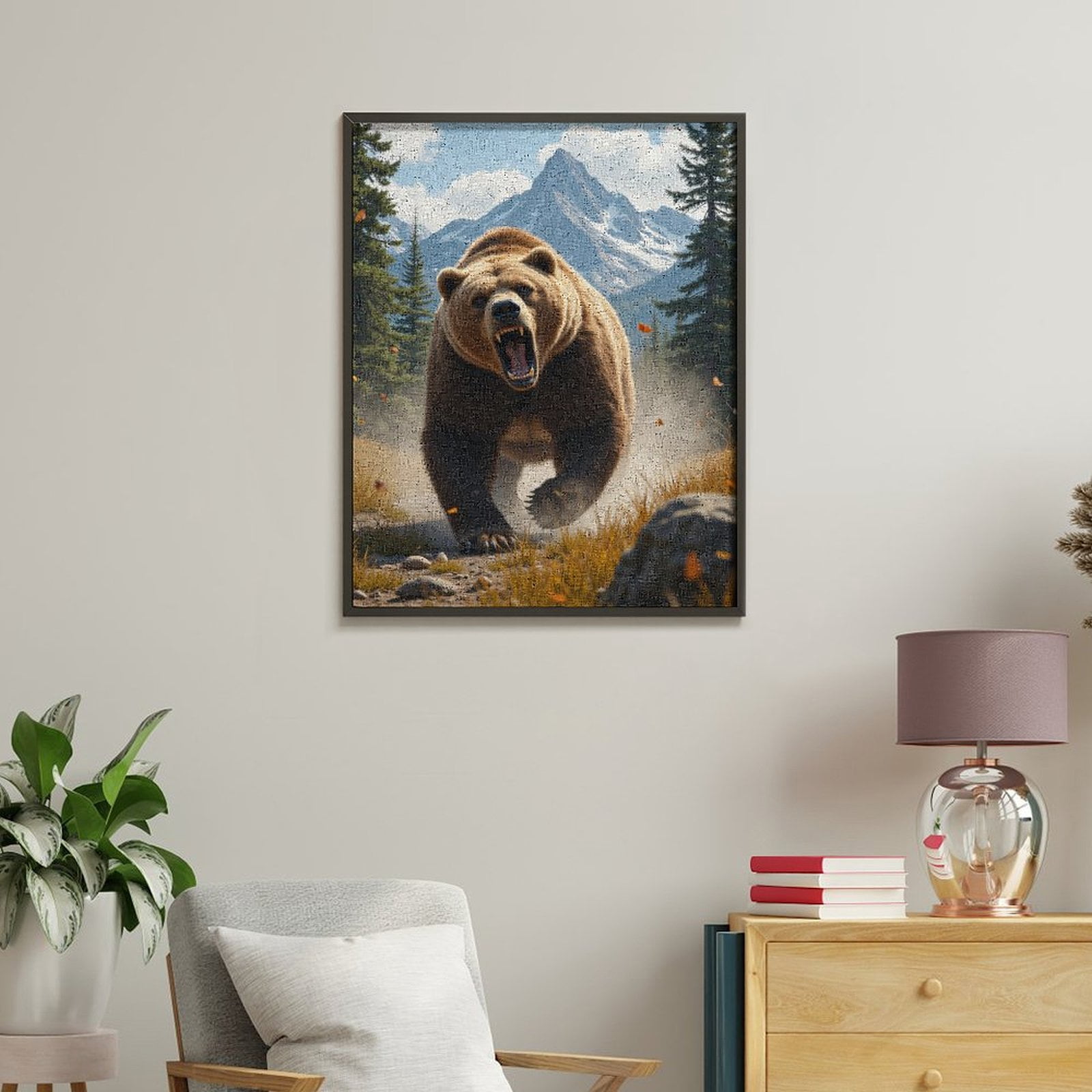 Paint By Numbers Kit for Adults Beginner - DIY Bear Mountain Wilderness Roar Canvas Painting Kits for Adults, Frameless Paint By Number for Adults for Home Wall Decor 16x20 Inch