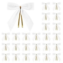 24 Pcs White Small Velvet Christmas Bows, 1 Inch W 3.5 x 3.5 Inch for Tree, Wreath, Gift Wrapping, Crafts, Wedding & Home Décor