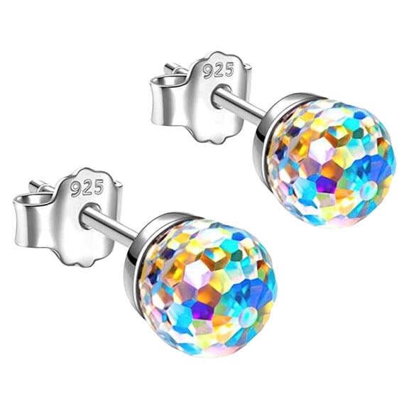 Colorful Stud Earrings for Sensitive Ears, Round Jewelry for Women, Yellow