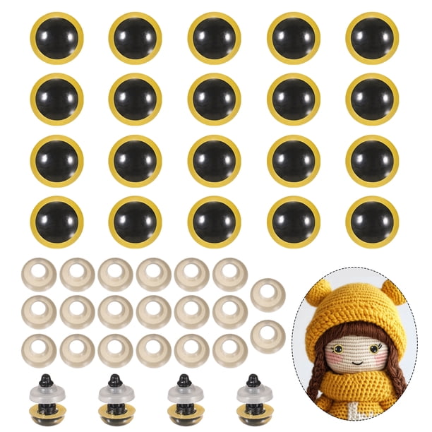 Uxcell Ojos de Seguridad de 12mm, 20Pcs Ojos de Seguridad Realistas para Muñecas de Ganchillo Amarillos