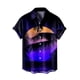 thumbnail image 2 of Camisas Negras Para Hombre Camisa de estilo casual de manga corta para hombre Camisa de solapa con botones con estampado 3D de puesta de sol de junto al mar Cárdigan de manga corta (Black, XL), 2 of 4