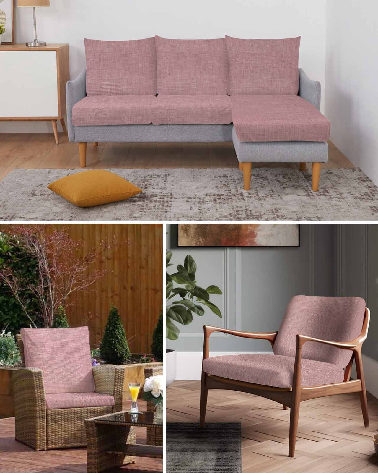 Vintage Nude Pink Couch Cushion Covers Stretch, Washable Sofa Seat Covers Individual Seat Cushion Sofa Slipcovers Farmhouse Retro Solid Color Linen Texture Couch Cover Furniture Protector S-1PCS