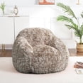 thumbnail image 1 of Coffee - colored faux fur bean bag chair: plush fluffy armrest sofa chair para reading y relaxing in the sala de estar, 1 of 7