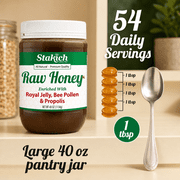 Stakich Royal Jelly Bee Pollen Propolis Enriched Raw 100% Pure Unprocessed Unheated Superfood 40 oz Honey