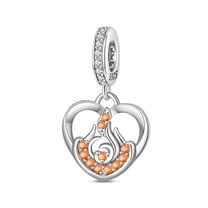 KUNSIR 925 Sterling Silver Heart Charm Fire Energy Dangle Charm For Bracelet DIY