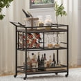 thumbnail image 7 of ZXNYH Bar Cart for The Home with Wine Rack and Glasses Holder, Industrial Liquor Serving Carts on Wheels, Rustic Wood and Metal Coffee Cart and Drink Trolley for Dining Room and Kitchen (Rustic Oak), 7 of 7