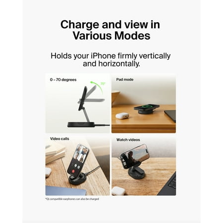 Belkin - BoostCharge Pro Convertible Magnetic Wireless Charging Stand with Qi2 15W - Black