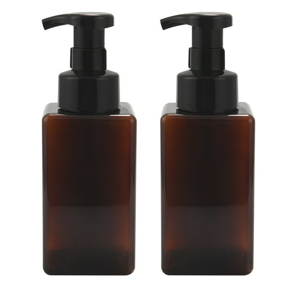 2025 New! 2 Pack Foaming Soap Dispenser 15Oz Refillable Foam Liquid Hand Empty Plastic Pump Bottle Container - Brown 450Ml