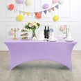 thumbnail image 6 of Spandex Table Cover, 4 Ft Fitted Tablecloth Rectangular - Stretch Table Cloth for Rectangle Folding Table for Birthday Party Wedding Banquet, Light Purple, 48L x 24W x 30H Inches, 6 of 7