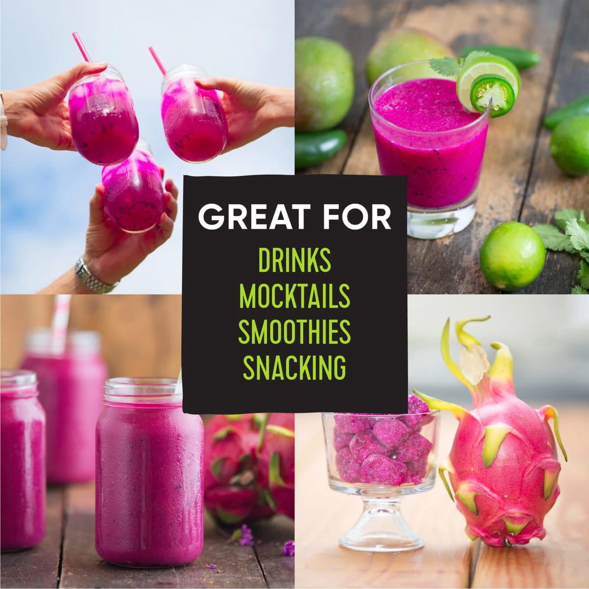 Pitaya Foods Frozen Non-GMO Dragon Fruit Pieces, Vegan, Gluten-Free, Dairy-Free, No Allergens, 12 oz
