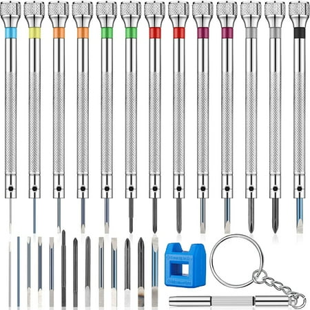 

JOKAPY Precision Screwdriver Set 0.6-2.0mm High Hardness Steel Micro Cross Screwdriver Kit Metric Flat Head Screwdriver for Watch Eyeglasses Jewelry Work Electronics Repair