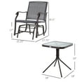 thumbnail image 5 of Patio Furniture Sets Outsunny 3 Piece Outdoor Glider Chair with Coffee Table Bistro Set, 2 Patio Rocking Swing Chairs with Breathable Sling Fabric, Glass Tabletop, for Backyard, Garden and Porch, Gra, 5 of 5