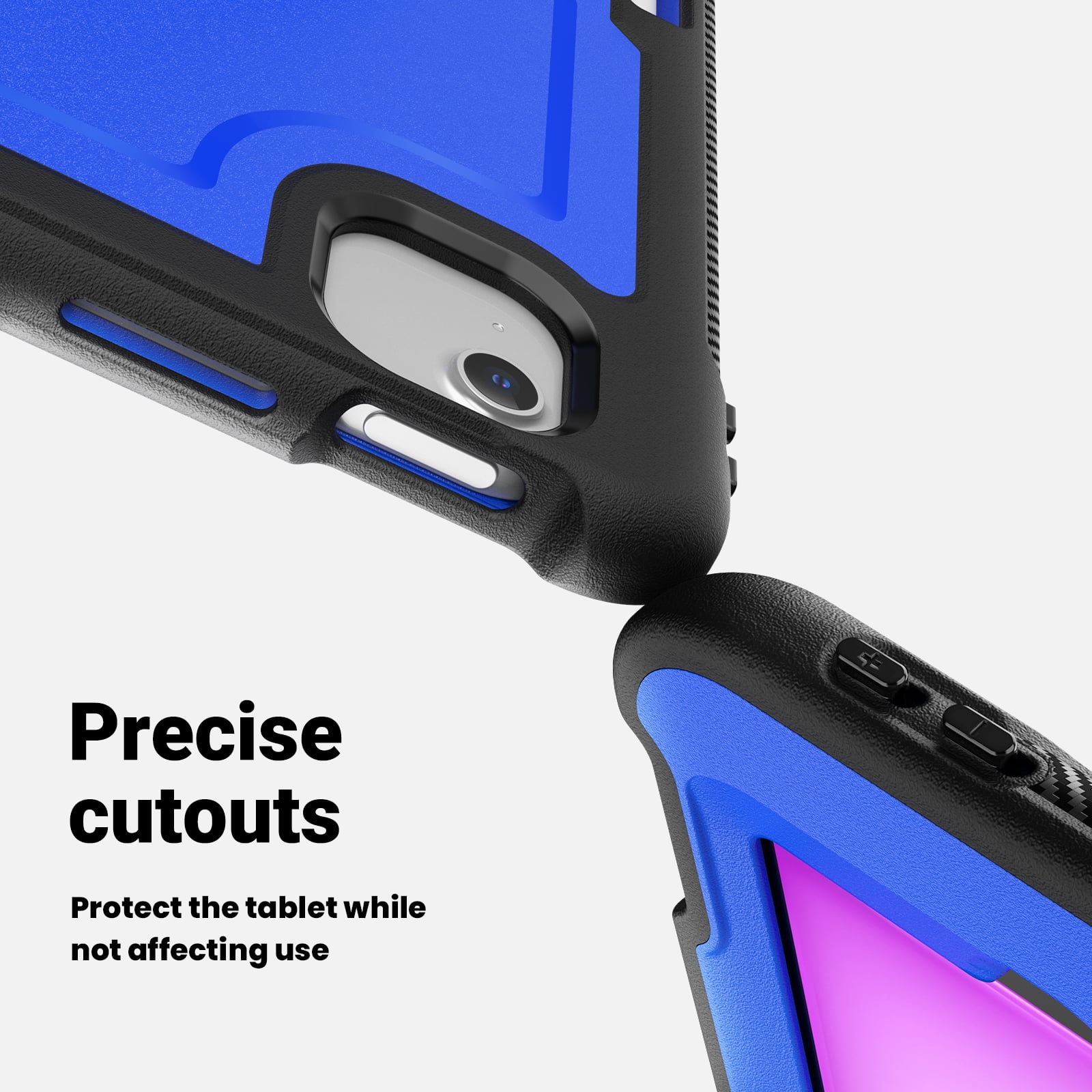 ELEHOLD Case for Apple iPad Air 13 (2024),Soft TPU Rugged Durable Case with 360° Rotating Hand Strap & Foldable Hidden Stand & Pencil Holder,Darkblue