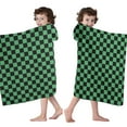 thumbnail image 4 of Green and Black Checkerboard Pattern Hooded Bath Towel，60"x35" for Ages 3 To 12 Kids, Quick Dry Lightweight Soft Microfiber Hood Beach Towel Cover Up for Kids, 4 of 7
