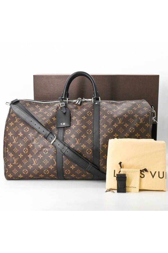 Pre-Owned LOUIS VUITTON Louis Vuitton Boston Bag Monogram Macassar Keepall Bandouliere 55 Brown...