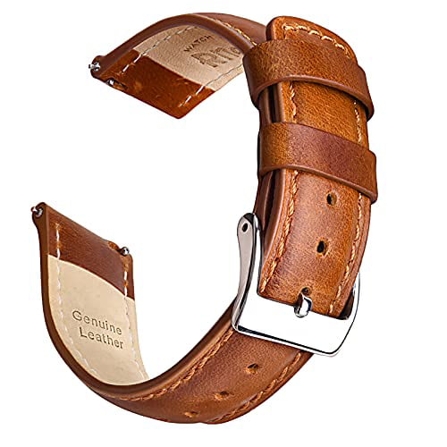 Ritche 21mm Leather Watch Band Quick Realease Watch Bands for Men Women  Compatible with Timex Expedition Fossil Seiko Toffee Brown Watch Strap -  