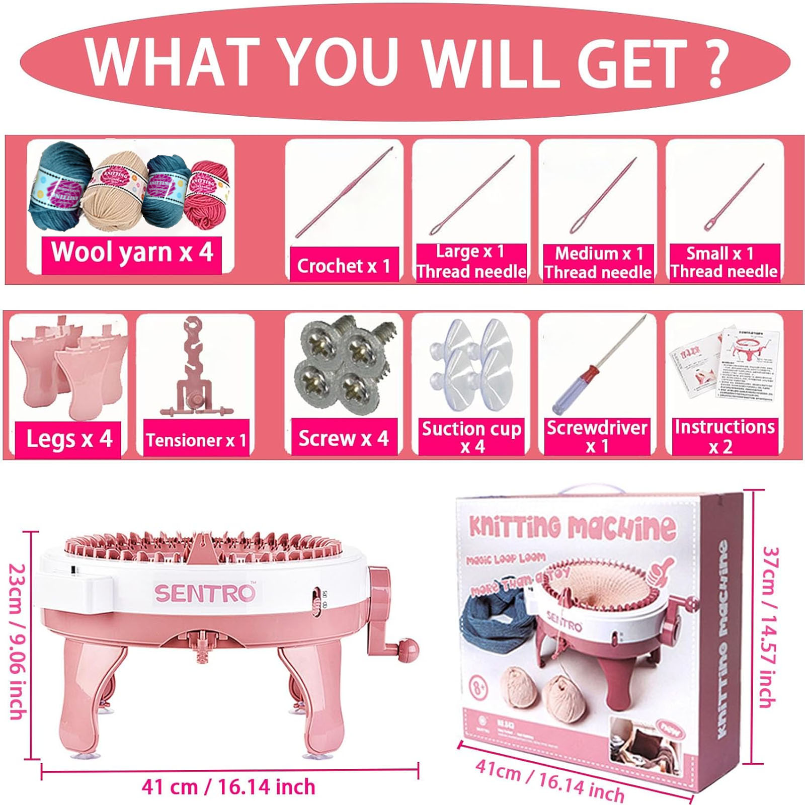 SENTRO Knitting Machine,  48 Needles and Smart Weaving Loom DIY Knit Loom Machine Kit  Smart Crochet Loom for Beginners and Adults