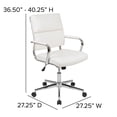thumbnail image 5 of Emma + Oliver Mid-Back White LeatherSoft Contemporary Panel Executive Swivel Office Chair, 5 of 13