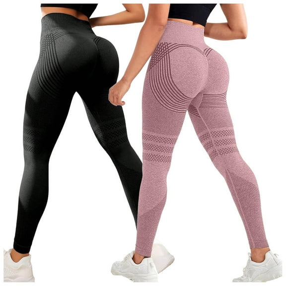 larppty 3D Cellulite Leggings - 2PC High Waisted Butt Lifting Tummy Control Yoga Pants for Gym Workout（Pink，XXL）