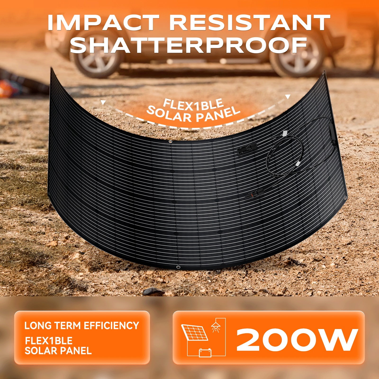 12V 200W Portable Flexible Solar Panel Mono Power RV Camping Home Boat Off-Grid