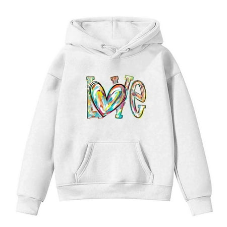 Eltusu Baby GirlsCasual Hoodies Pullover Long Sleeve Loose Spring Fall Girls Sweatshirts White Size 1-2 T