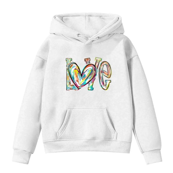 Kids Sweatshirts 1-13 Years Old Girl Fashion Print Long Sleeve Oversized Tops Fall Toddler Clothes, White, 5 Years
