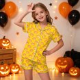 thumbnail image 2 of KPOPLK Girls Satin Silk Sleepwear Outfit Halloween Short Sleeve Button Down Pajamas and Shorts 2Pcs Jammies,Size 6-7 Years, 2 of 5