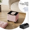thumbnail image 3 of Hearth & Harbor Ottoman Storage Bench, Faux Leather 15" Foot Stool Ottoman With Storage, Pink, 3 of 8