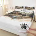 thumbnail image 3 of Manfei Cartoon Bear Print Queen Sheet Sets for Teen, Rustic Farmhouse Flat Sheet, Jungle Wildlife Queen Fitted Sheet, Breathable Home Decor, 4pcs, 3 of 7