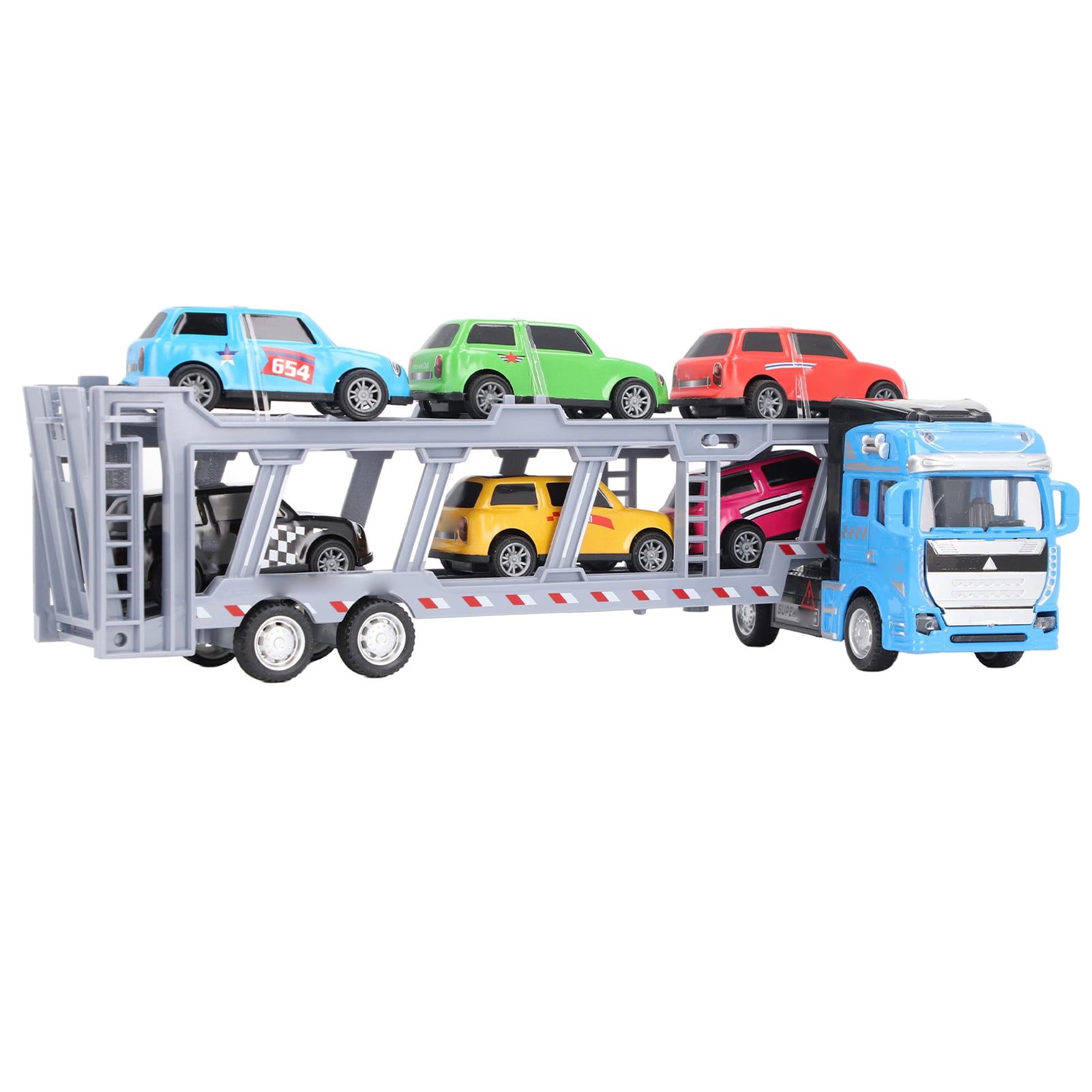 Jouet Cars 2 Pièces : Camion Transporteur Et Voiture De Course - Alliage Et Plastique - Cadeau Enfant - 4
