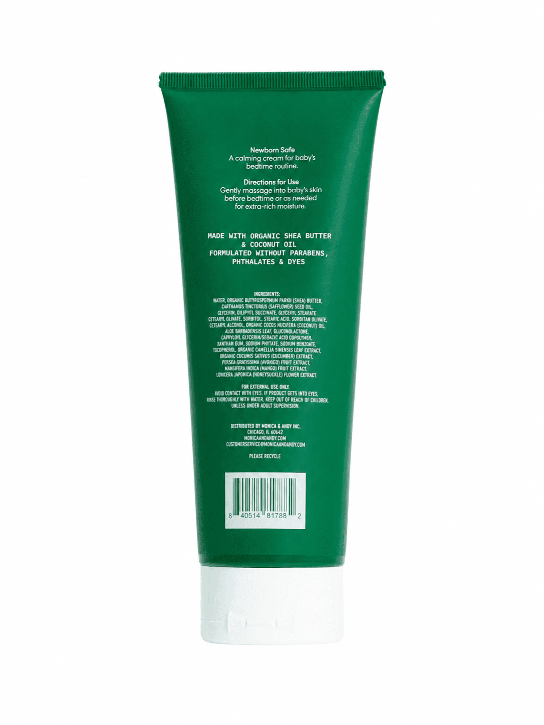 Monica + Andy Fragrance Free Baby Bedtime Cream, Overnight Moisturizer for Sensitive Infant Skin, 8 oz