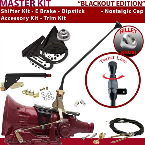 American Shifter 4L80E Shifter Kit Black 16 in. E Brake Cable Clevis Trim Kit Dipstick for F2C1F