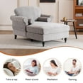 thumbnail image 5 of Aukfa Curved Arm Chaise Lounge Indoor Chair Oversized Mid-Century Modern Chair, 2 Pillows, Chenille, Light Gray, 5 of 10