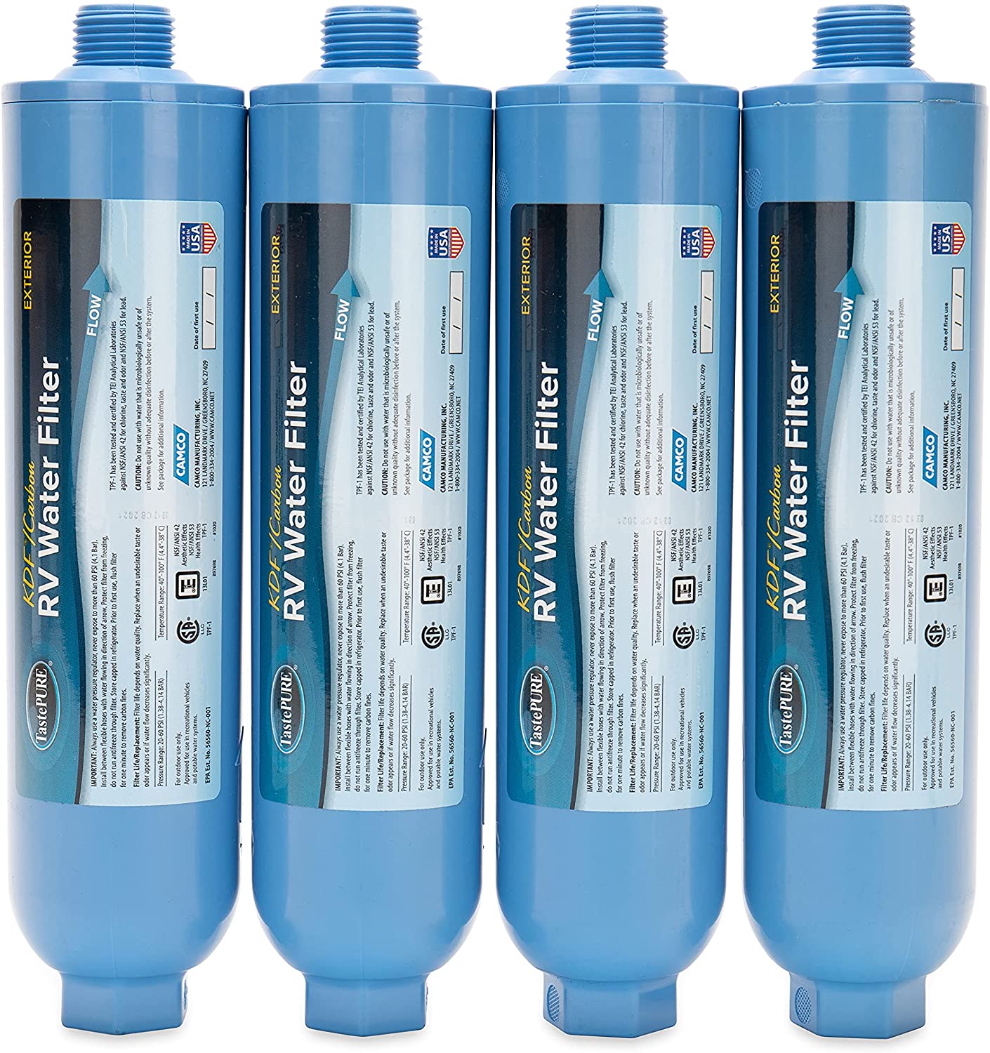 Camco 40042 TastePURE Inline RV Water Filter Greatly Reduces Bad
