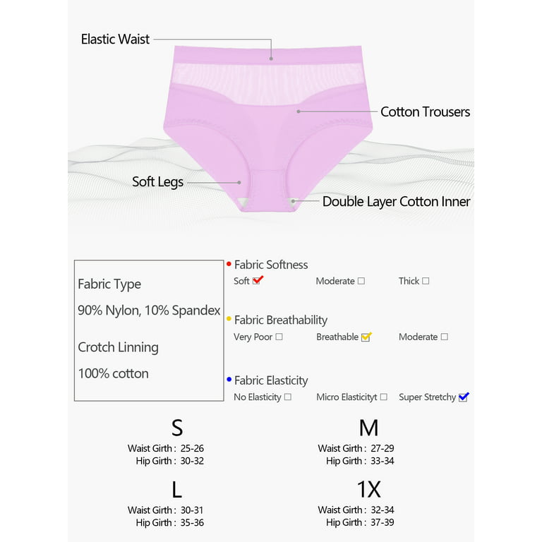 Unique Bargains Women's Plus Size Underwear Lace Mid Waisted