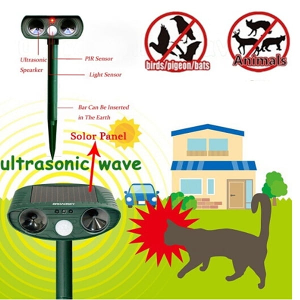 1/2Pcs Ultrasonic Animal Repellent Solar Powered Animal Repeller Motion
