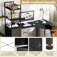 thumbnail image 6 of Costway Office Desk with LED Lights & Power Outlets Open Shelves 2 Drawers Cabinet, 6 of 10