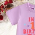 thumbnail image 6 of Faraee Baby Girl First Birthday Outfit In My One Year Old Era Top Short Sleeve 1st Birthday Shirt and Casual Shorts Clothing Set 6 12 18 Months Light Purple, 6 of 8